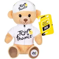 GIPSY TOYS Offizielles Tour de France Plüschtier, Bär, Trikot und Kappe Bester Junger Fahrer Weiß, 15 cm