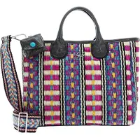 Gabs Schultertasche Shopper Nora TG Paglia Rigata + Naplak Shoulderbag Grafite bunt