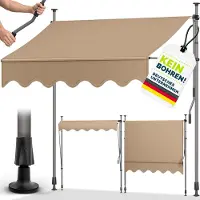 Tillvex Balkonmarkise 300 cm Taupe Gelenkarm Markise Klemmmarkise Sonnenmarkise Balkon ohne Bohren