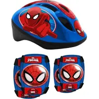Stamp Fahrradhelm mit Knieschoner und Ellbogenschoner, Spider-Man, Einstellbarer Kopfumfang, Blisterpackung, Jungen