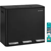 Songmics Abfalleimer 3 Fächer, Mülleimer 3 x 18 L, Tretmülleimer Softclose-Deckel, Küche, herausnehmbare Inneneimer, schwarz