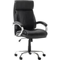 MCA Direkt Import Chefsessel CUETO schwarz, PU, höhenverstellbar, Wippfunktion, drehbar, Armlehnen, verchromt