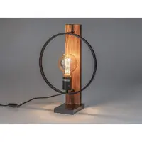Formano Tischlampe Industrial Metall Holz Design Lampe Kreis 42 cm mit E27