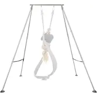 Vevor Yoga Stand Frame, Max 140.6 kg Load Swing Stand, Triangular Structure Pull Up Stands, Aerial Silk Stands with Height Adjustable & Aluminum Frame Legs, Stainless Steel Top Bar