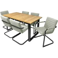Sonstiges GOLDSTOFF 6-er stuhle mit tisch set GRAND, Esszimmertisch weiß, Tisch 150+(40)X 80 cm breite, Esszimer set, Holztisch, Samt Stuhl