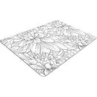 Decormat Stuhlunterlage Bürostuhlunterlage 120 cm x 90 cm Bodenmatte Bürostuhlunterlage - Skizzierte Blumen