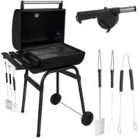 Kaminer Holzkohlegrill für den Garten mit Deckel, Thermometer und Zubehör