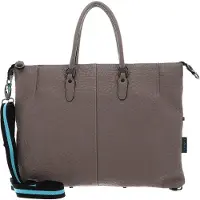 Gabs Leder Schultertasche Shopper Aura TG Montone Pence Black Acacia taupe