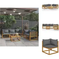 vidaXL 6-tlg. Garten-Lounge-Set mit Auflagen Massivholz Akazie - Gartenmöbel-Sets