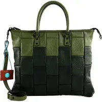 Gabs Leder Schultertasche Umhängetasche G3 Plus TG Tricolor Degrade Prezzemolo + Olive Green + Abete mehrfarbig