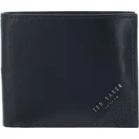 Ted Baker Leder Geldbörse Prugs Embossed Corner Leather Bifold Coin Wallet Navy dunkelblau