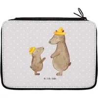Mr. & Mrs. Panda Schlampermäppchen Bären mit Hut - Grau Pastell - Geschenk, Familie, Federmäppchen, Federtasche, Muttertag, Vatertag, Federmappe, Stifteetui, Mäppchen