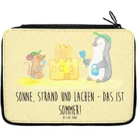 Mr. & Mrs. Panda Federmäppchen Sommerfreude Motiv - Gelb Pastell - Geschenk, Strand, Gemütlichkeit, Wetter während des Jahres, Jahreszeiten, Mäppchen, Etui, Federmappe