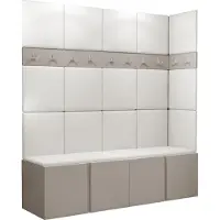 Mirjan 24 Garderoben-Set Orion II, Garderobe mit Sitzbank mit 19 x Wandpanel 42x42 (Farbe: Cashmere, Soft 017)