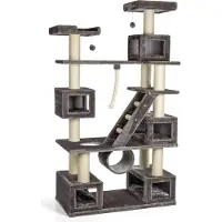 Canadian Cat Company Kratzbaum Logan · XXL Katzen-Kletterparadies mit 5 Katzenhöhlen · grau · ca. 121 x 60 x 229 cm