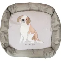 Mr. & Mrs. Panda Hundekörbchen Saint Bernard Lebensretter - Grau Pastell - Geschenk, Vatertag, Ostern, St. Bernhardshund, Perro San Bernardo, Geburtstag, Dog, bedruckt