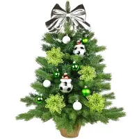 LAALU Künstlicher Weihnachtsbaum 60 cm mit LED-Beleuchtung, TORJUBEL, mit 37 Weihnachtsbaumschmuck, Pflanztopf mit Jutesack