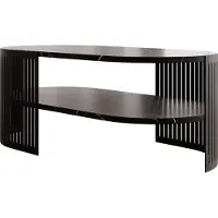 Mirjan 24 Couchtisch Fikoli Oval II, Wohnzimmer Kaffeetisch, Gestell aus Stahl (Farbe: Schwarz / Black Pietra Grigia)