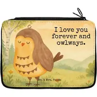 Mr. & Mrs. Panda Federmäppchen Eule Zufrieden Design - Weiß - Geschenk, Etui, Wortspiel, Federtasche, Bleistiftetui, Müde, Mäppchen, Schlampermäppchen, Liebesspruch, Owl