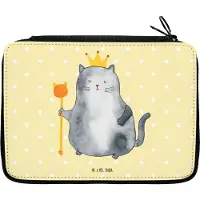 Mr. & Mrs. Panda Schüleretui Katze König - Gelb Pastell - Geschenk, Schlampermäppchen, Königlich, Federmappe, Wohnung, Etui, Federmäppchen, Cats, Bleistiftetui, Mäppchen