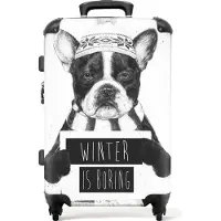 NoBoringSuitcases.com Großer Koffer - Hund - Winter - Zitat - Mütze - Kombinationsschloss TSA - Hartschalen Trolley 4 Rollen - 72 liter - Reisekoffer - 66 cmKoffer Mittelgroß 67x43x25 cm, 72L,