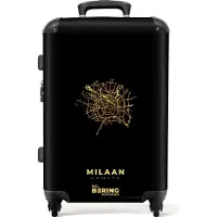NoBoringSuitcases.com Großer Koffer - Mailand - Stadtplan - Karte - Gold - Kombinationsschloss TSA - Hartschalen Trolley 4 Rollen - 72 liter - Reisekoffer - 66 cmKoffer Mittelgroß 67x43x25 cm, 72L,