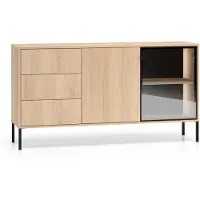 Feldmann-Wohnen Sideboard Barnee Kommode 160x40x86cm 2-türig mit Beleuchtung Farbe wählbar,Lindberg Eiche