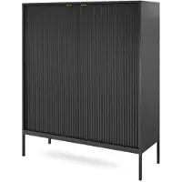 Feldmann-Wohnen Highboard Nova Kommode 104x39x125cm schwarz 2-türig MDF