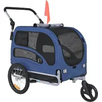 StarTech.com Hundeanhänger 45 kg 2in1 - Fahrradanhänger Kohlenstoffstahl + 600D Oxford-Gewebe + PP faltbar - 1440 x 725 x 845 mm - Anhänger 1320 x 725 x 920 mm - Kinderwagen Hundebuggy Jogger - Blau.