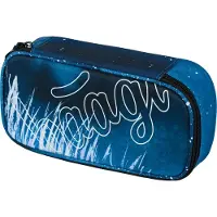 Baagl Federmäppchen Skate Steel blau 23x12x5 cm mit klappbarem Innenteiler, Stundenplanfach und Reißverschlusstasche