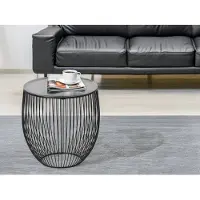 Mirrors & More Couchtisch Schwarz Silber Korbtisch Beitstelltisch Wohnzimmer für Sofas Ø 43cm