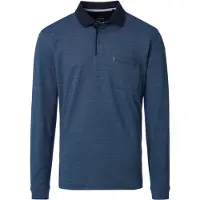 Casamoda Long Sleeve Poloshirt Structure Navy - 5XL