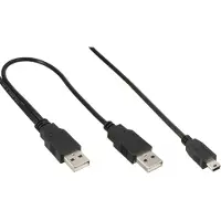 InLine USB Mini-Y-Kabel, 2x Stecker A an Mini-B Stecker (5pol.), 1,5m, 1,5 m, Mini-USB B, 0,48 Gbit/s, Schwarz