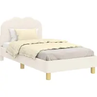 Syfax Kinderbettgestell mit Kopfteil Creme 80 x 160 cm Schafstoff