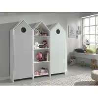 Vipack Jugendzimmer-Set "Casami, best. aus 2 Schränken mit Drehtür, 1 Regalschrank, TOP modern", grün (weiß, mint, grau), Schlafzimmermöbel-Sets, Jugendzimmer-Set
