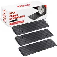 Pyle Auffahrt Auto Einstellbare Curb Ramps - 3er Packung Heavy Duty Gummi Threshold Ramp Kit Set - Auch für Ladedock, Garage, Gehweg, LKW, Roller, Fah