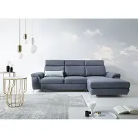 AEA Wohnzimmer Textil L-Form Sofas Grau Ecksofa Couch Polstermöbel Schlafsofa