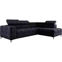 Domo Ecksofa PABLO 279x201 cm Mit Bettkasten, Schlaffunktion, Verstellbaren Kopfstützen Und Metallfüßen, Bezogen Mit Pflegeleichtem CLOUD-Stoff, Wellenfederung, T30-Schaum Rechts Layout, Farbe SCHWARZ