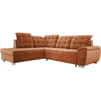 Domo Komfortables Ecksofa LOTTA, Maße 258x212cm, Mit Schlaffunktion Und Hochwertiger Polsterung – Ideales Möbelstück Für Kleine Und Große Räume Anordnung der Möbel Linksseitig Farbe: ORANGE