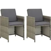 Syfax Gartenstühle 2 Stk. mit Auflagen Poly Rattan Grau
