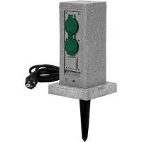 Grafner Gartensteckdose Smart WLAN WIFI, Steinoptik, 4 Steckdosen, Dämmerungssensor, Alexa Google IOS Tuya, 3680 Watt, Energiesäule Mehrfachsteckdose Außen Outdoor Außensteckdose 4-Fach Granit Felsen