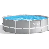 Intex Prism Frame Pool Set, 366 x 99 cm, Rund, mit Pumpe, Filterkartusche und Leiter, 8.6 m³