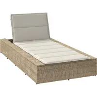 Syfax Sonnenliege mit schwebender Auflage Beige Poly Rattan