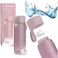 Wessper Wasserflasche 700ml, Silikonhülse Wasserfilterkappe BPA frei, rosa
