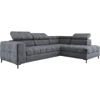 Domo Ecksofa PABLO 279x201 cm Mit Bettkasten, Schlaffunktion, Verstellbaren Kopfstützen Und Metallfüßen, Bezogen Mit Pflegeleichtem CLOUD-Stoff, Wellenfederung, T30-Schaum Rechts Layout, DUNKELGRAU
