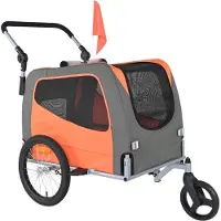 Latios Hunde-Fahrradanhänger, bis 30 kg belastbar, 2-in-1 Haustier-Kinderwagen & Fahrradträger, klappbarer Wagenrahmen, Schnellspannräder, universelle Fahrradkupplung, Reflektoren