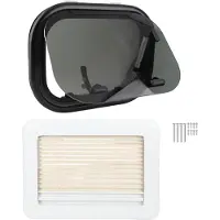 Gistuch 16x12 Zoll RV-Ausschiebefenster aus gehärtetem Glas, UV-Schutzöffnung mit Mesh-Sonnenvorhang für Wohnwagen, Wohnmobile, Anhänger