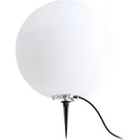 LINDBY Kugelleuchte Valyra, Ø 40 cm, IP54, Erdspieß Valyra, weiß / opal, Kunststoff, Modern