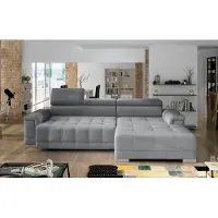 AEA Ecksofa L-Form Sofa Couch Design Polster Modern Textil Bettfunktion Grau Stoff