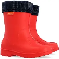Demar Kinder Gummistiefel DINO Gefüttert Regenstiefel mit Einlage Ultraleicht Rot 36/37